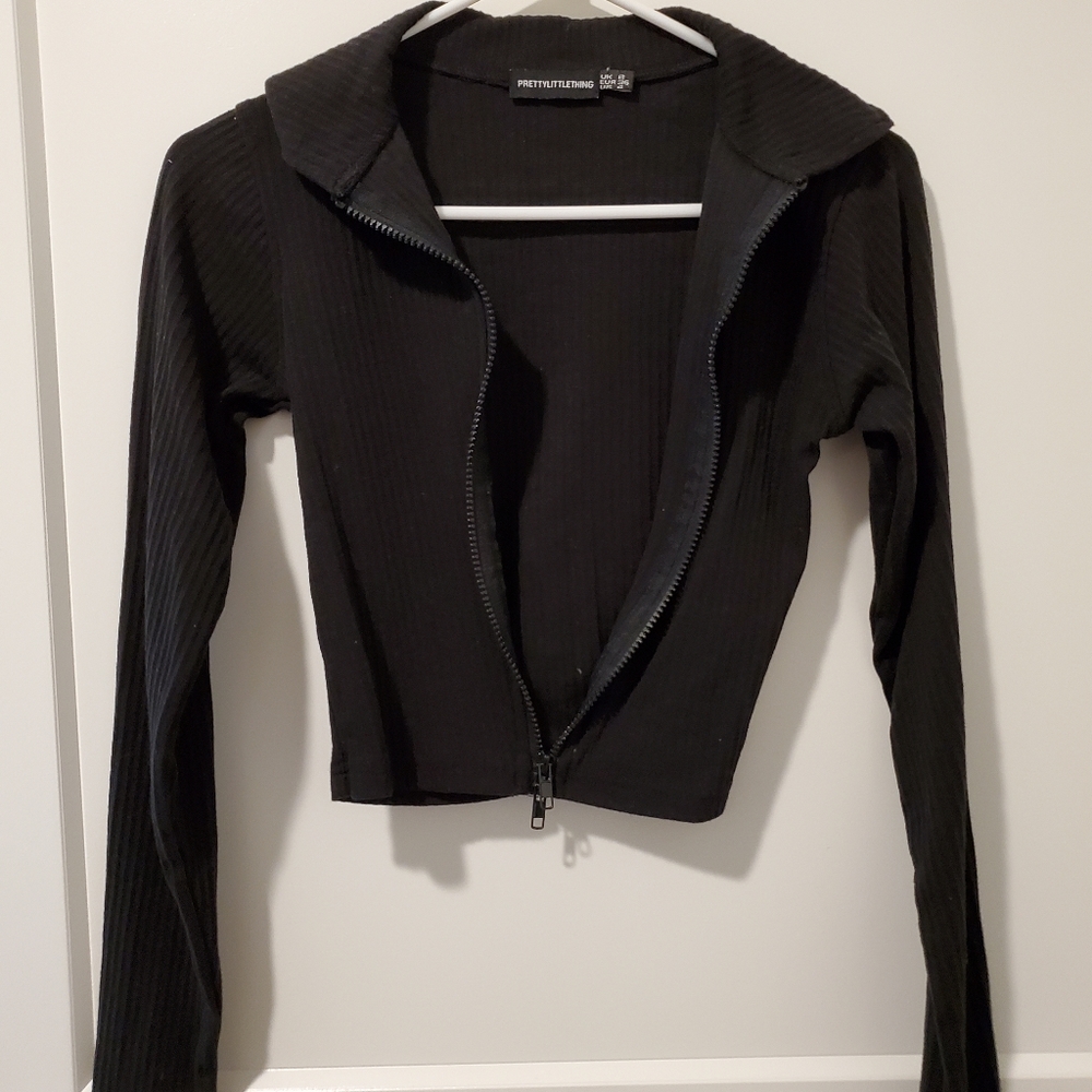 New Zip up cropped cardigan Black Size S
